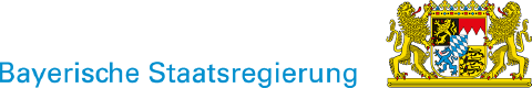 Logo der Bayerischen Staatsregierung mit dem Wappen des Bundeslandes Bayern