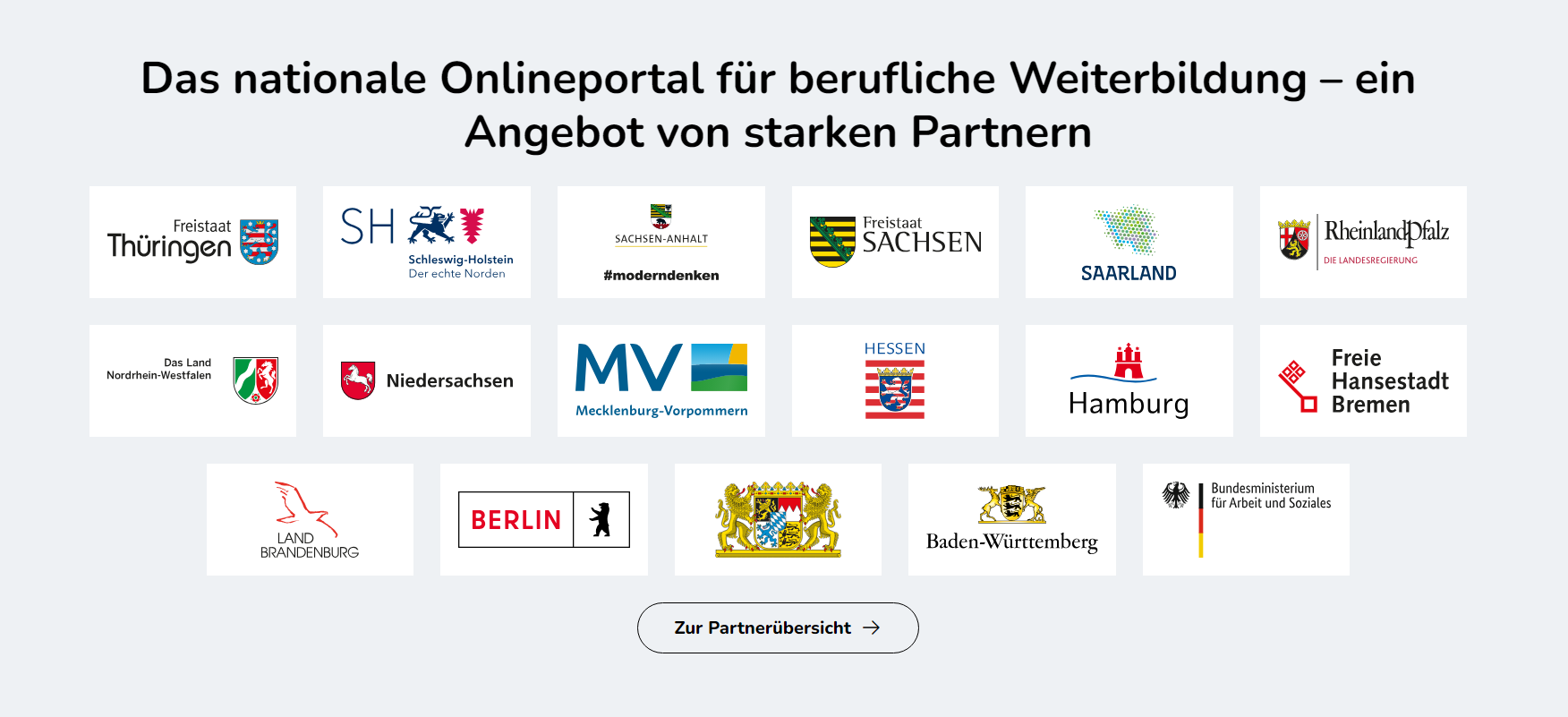 Bildschirmausschnitt der Webseite mein NOW mit einer Übersicht über die Logos aller Partner