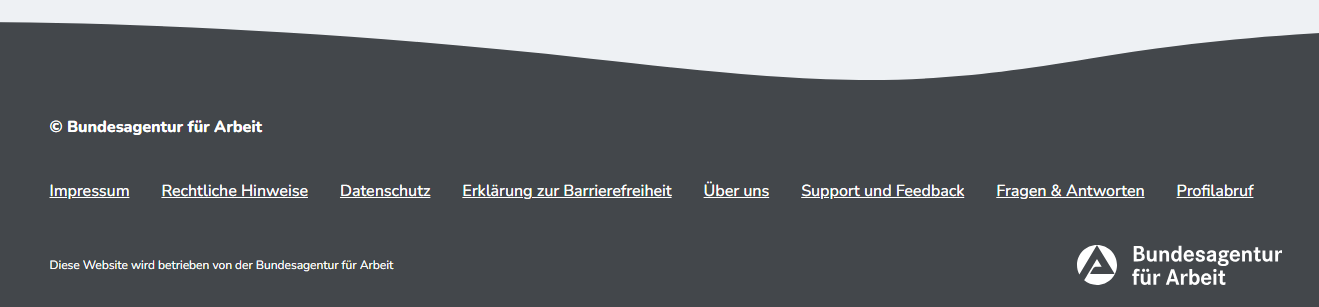Bildschirmausschnitt der Startseite im Bereich des Impressums