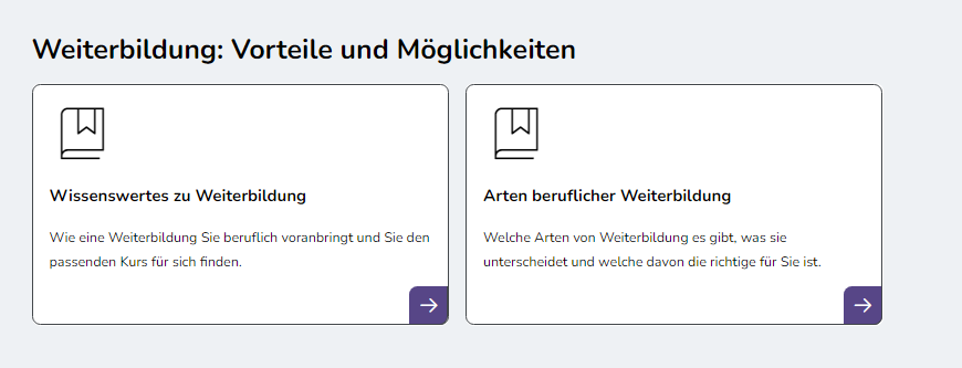 Bildschirmausschnitt der Startseite Privatpersonen unten im Bereich „Vorteile und Möglichkeiten"