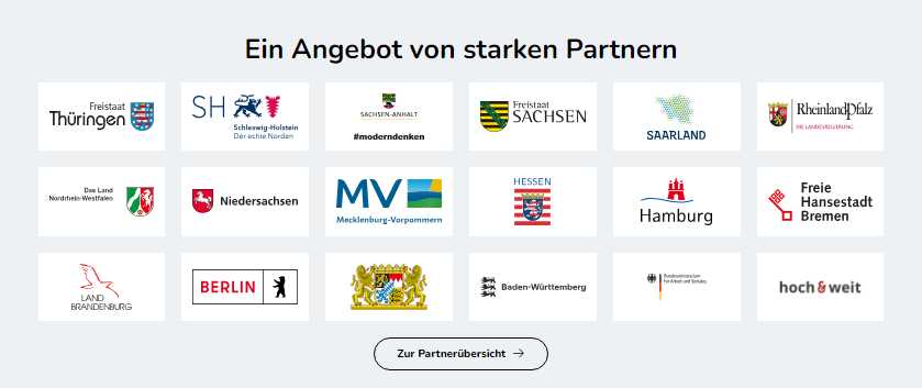 Bildschirmausschnitt der Startseite Privatpersonen im Bereich der Partner-Logos
